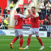 Michael Smith puts Rotherham in front in the first half. Pictures by Kerrie Beddows
