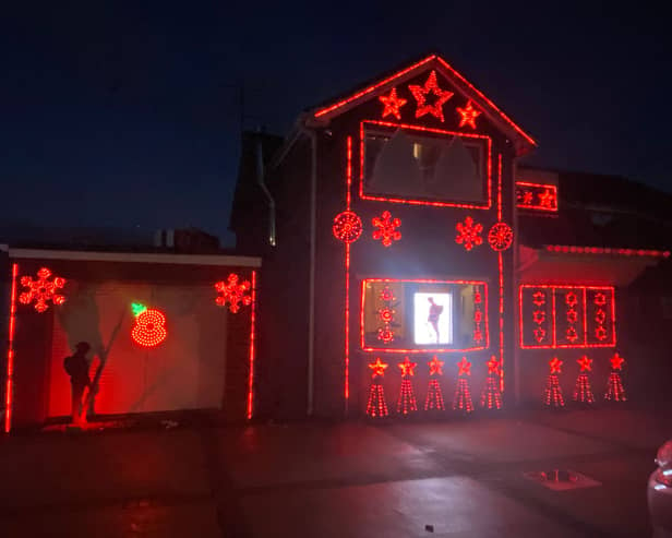 Jackie North, 37, decorated her Lincolnshire house in lights to mark Remembrance Day