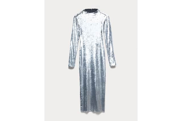 Sequin Embellished High Neck Midaxi Dress