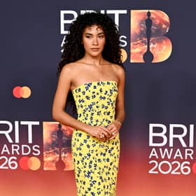 Olivia Dean wore a floral dress at The Brit Awards 2026.