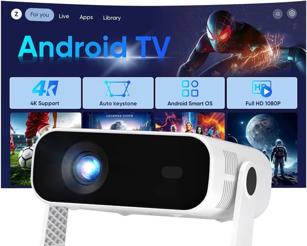 The portable Wielio smart projector includes built-in apps, native 1080P resolution and a rotating stand for flexible viewing