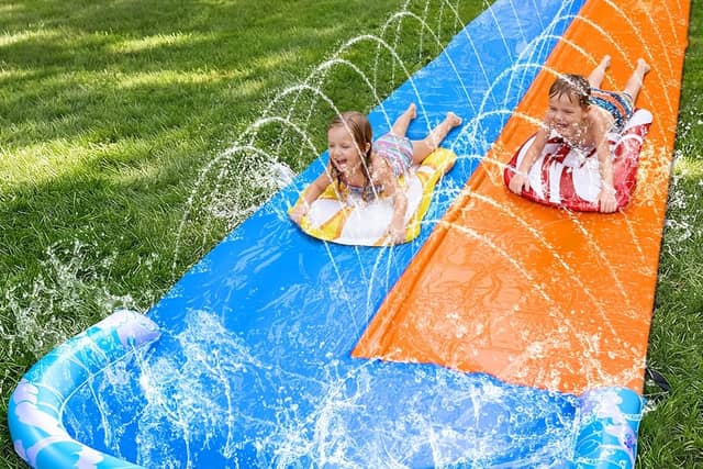 The JOYIN double-lane inflatable water slide is currently reduced in Amazon’s limited-time sale.
