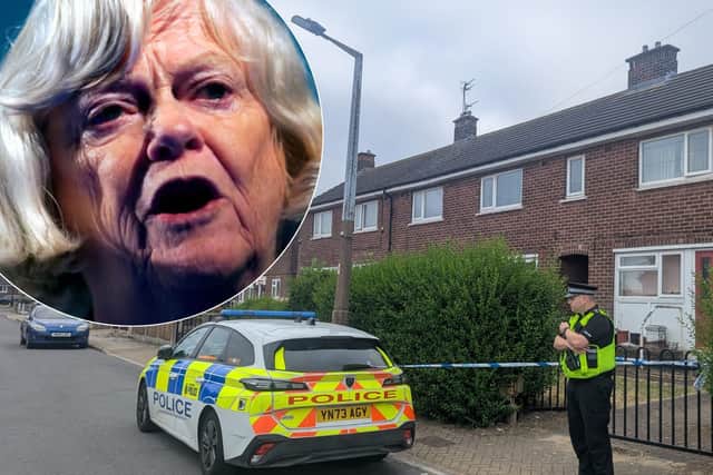 CCTV footage appears to show a man leaving an address linked to the Rotherham suspect in the Ann Widdecombe murder investigation at around 7am on Wednesday, the day she is believed to have been attacked
