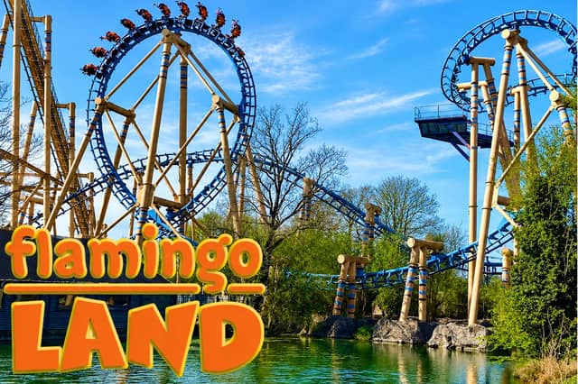 Rollercoaster thrills at Flamingo Land Theme Park and Zoo.