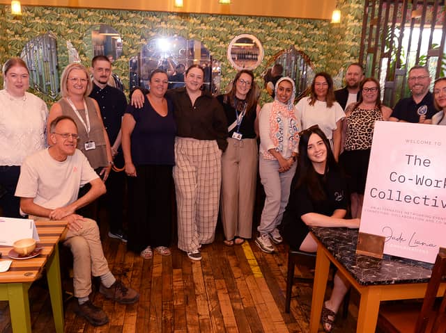 Business and charity representatives who attend The Co-Work Collective networking events run by Jade Liana (seated right).
