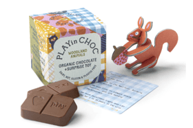 Toy-Chock Boxes feature a 3D puzzle toy and fact card