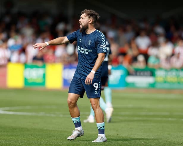 Tom Bradshaw makes his Rotherham United debut as a substitute at Cheltenham Town last Saturday.