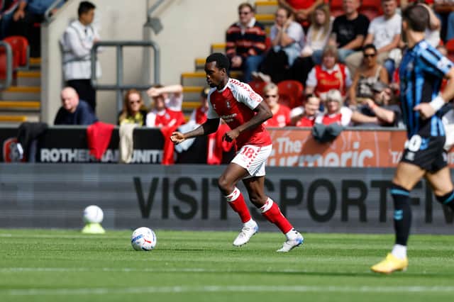 Lenny Agbaire in action for Rotherham United against York City