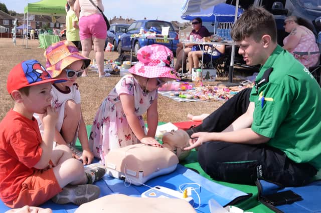 Youngsters practise CPR at the recent Blue Light event in Brinsworth
