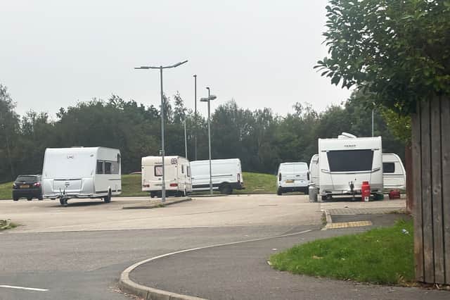 Caravans parked illegally at the hotel 