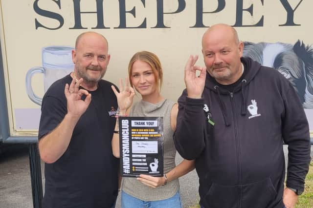 Pub licensee Glynn Brown, staff member Jen Walsh and AMC's Les Alvin 