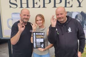 Pub licensee Glynn Brown, staff member Jen Walsh and AMC's Les Alvin 