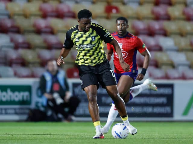 Marvin Kaleta in action for Rotherham United at York City