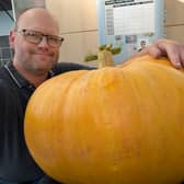 It's a big 'un: Lee with his giant pumpkin