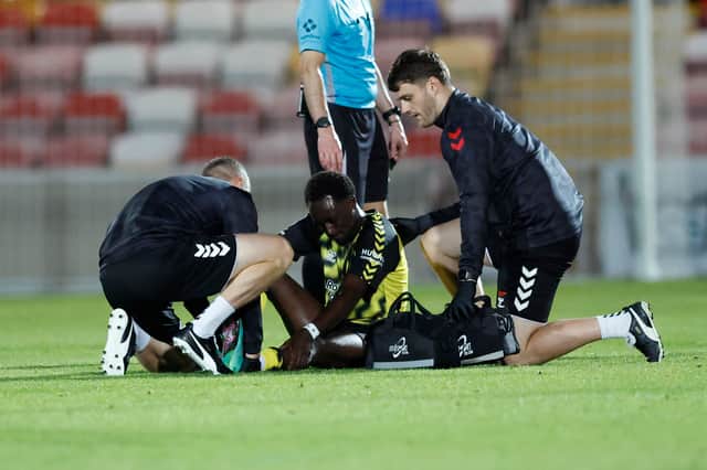 Rotherham United's Fabio Tavares suffers a season-ending Achilles tendon injuty
