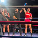 Luci Cresswell celebrates her win 