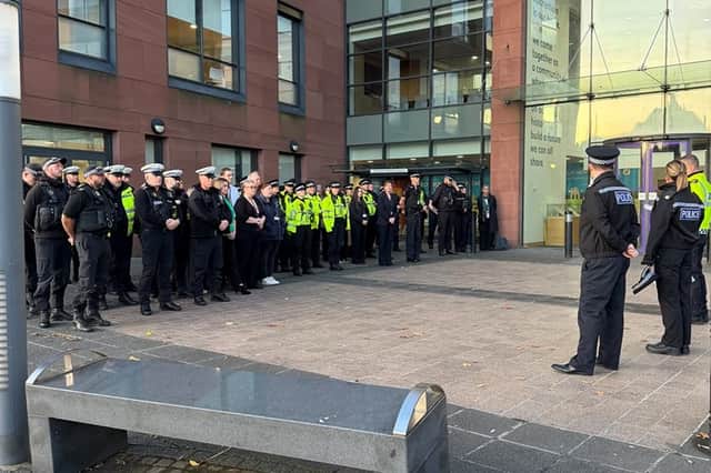 Police officers take part in Operation Duxford