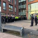 Police officers take part in Operation Duxford