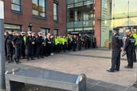 Police officers take part in Operation Duxford
