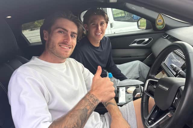 Josh Austerfield and Kian Spence enjoy each other's company as they travel to and from Roundwood