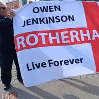 Millers banner remembering Owen is heading off to Fleetwood