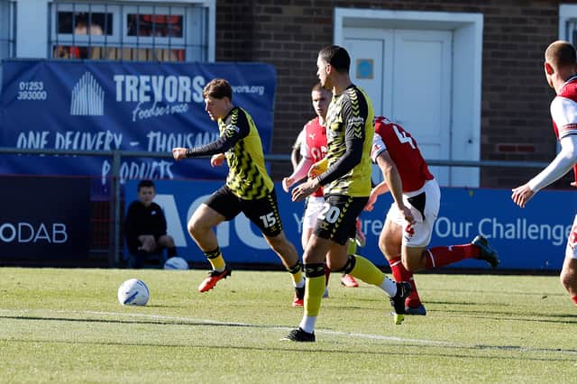 Jayce Fitzgerald makes ground for Rotherham United at Fleetwood Town