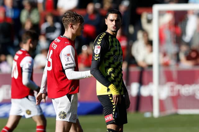 Klaidi Lolos in action for Rotherham United at Fleetwood Town