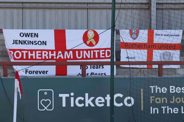 The Millers supporters club flag for Owen was unfurled during the Fleetwood match
