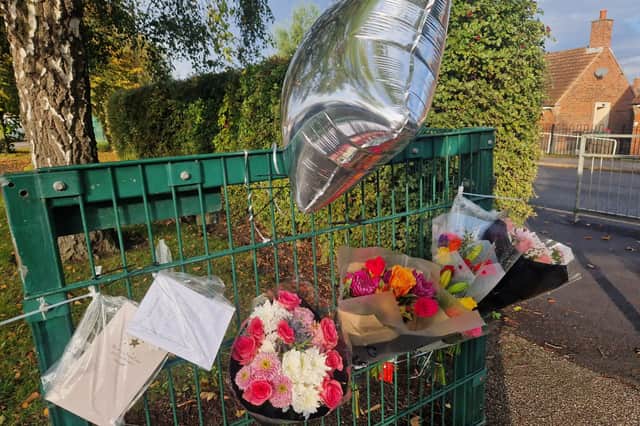 Floral tributes at The Willows for Mrs Booth