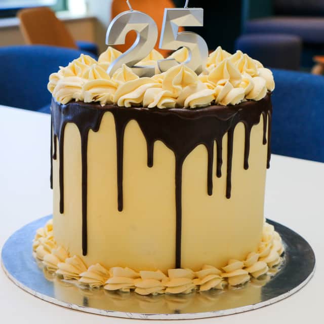 The 25th birthday cake baked by Great British Bake Off champion and AMRC engineer Dr Rahul Mandal.