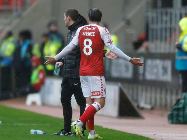 Kian Spence is sent off for Rotherham United against Shrewsbury Town