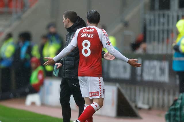 Kian Spence is sent off for Rotherham United against Shrewsbury Town