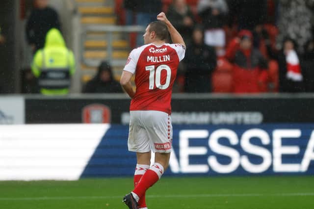 Paul Mullin scored twice for Rotherham United against Shrewsbury Town