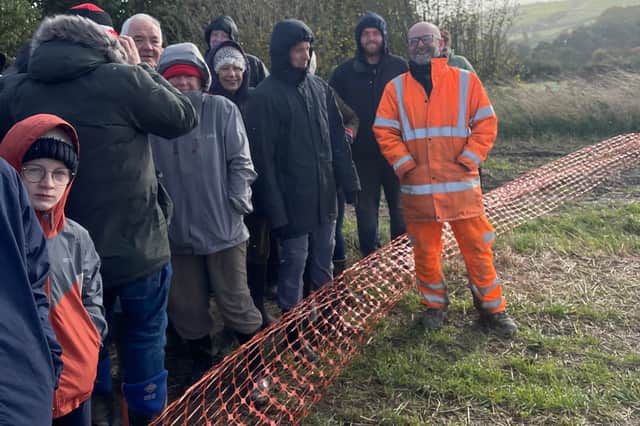 Richard Jackson of York Archaeology and local residents who attended the site visit in Whiston to hear what had been unearthed on their recent ‘dig’