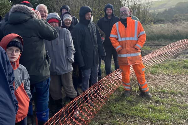 Richard Jackson of York Archaeology and local residents who attended the site visit in Whiston to hear what had been unearthed on their recent ‘dig’
