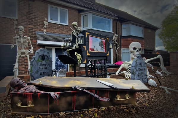 The Waterhouse family home at Hill Top Lane, Kimberworth, which is decorated for Halloween to raise funds for Bluebell Wood Children's Hospice