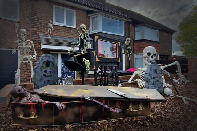 The Waterhouse family home at Hill Top Lane, Kimberworth, which is decorated for Halloween to raise funds for Bluebell Wood Children's Hospice