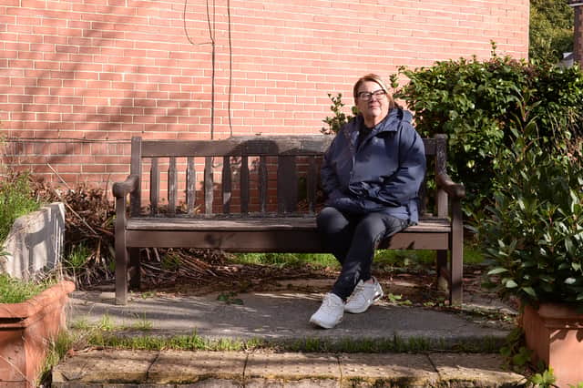 Paula Walford at the Jamie Hatfield Community Memorial Garden