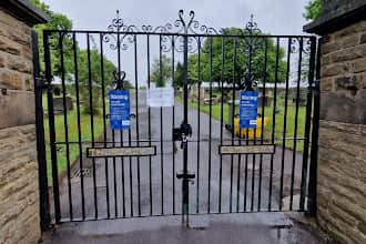 The padlocked gates at Thurcroft Cemetery earlier this year
