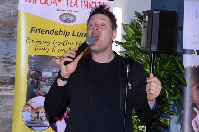 Entertainer Paul Pashley performing at a previous Music Makes Memories Friendship Lunch at The Sitwell Arms.