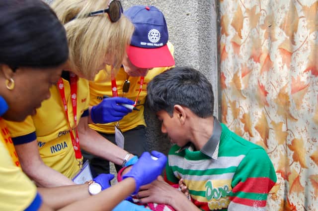 Rotherham Rotary Club volunteers help administer the vaccination in India in 2018
