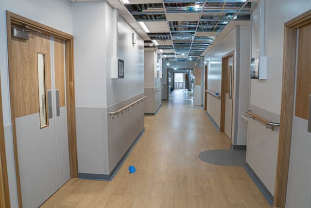 The new haematology unit corridor on ward A6 at Rotherham Hospital
