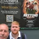 Pete Thompson and son outside the Reytons' concert hall