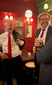 Mick Warburton hand-delivered the beer for John's pint, and stayed for a few after
