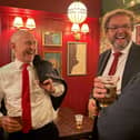Mick Warburton hand-delivered the beer for John's pint, and stayed for a few after