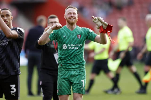 Goalkeeper Viktor Johansson acknowledges supporters at the end of Rotherham United's 1-1 Championship draw at Southampton. Picture: Jim Brailsford