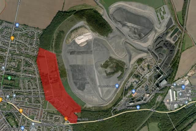 The red area is the development site (Hargreaves Land/Edward Architecture)