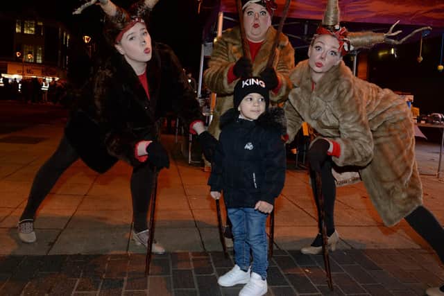 One young visitor with the Kitsch n Sync collective at the Rotherham Christmas lights switch on - pic by Kerrie Beddows