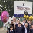 Staff and pupils celebrate their Ofsted rating at Denaby Main Primary Academy