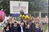 Staff and pupils celebrate their Ofsted rating at Denaby Main Primary Academy